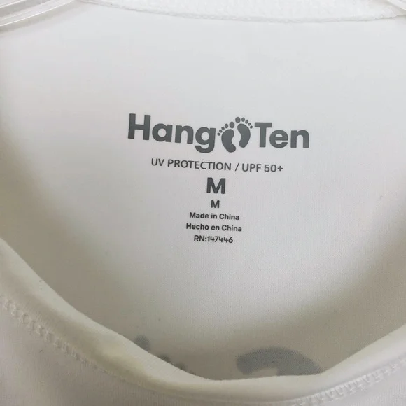 Men's Hang Ten White Crew Neck Long Sleeve UPF 50+ Quick Dry Graphic T-Shirt - Picture 5 of 9